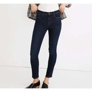 Madewell Womens 9" Mid Rise Skinny Size 32T Tall Dark Wash Stretch Denim